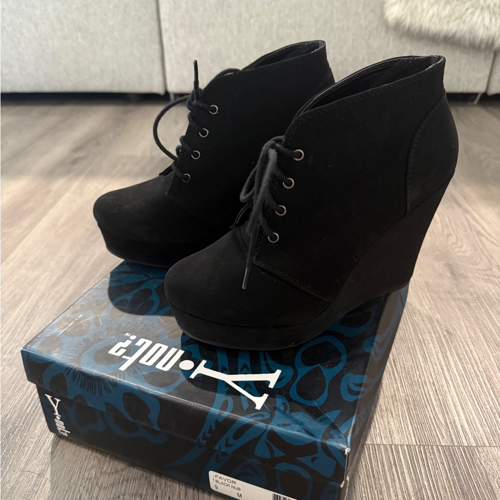 Stylish Black Wedge Ankle Booties
